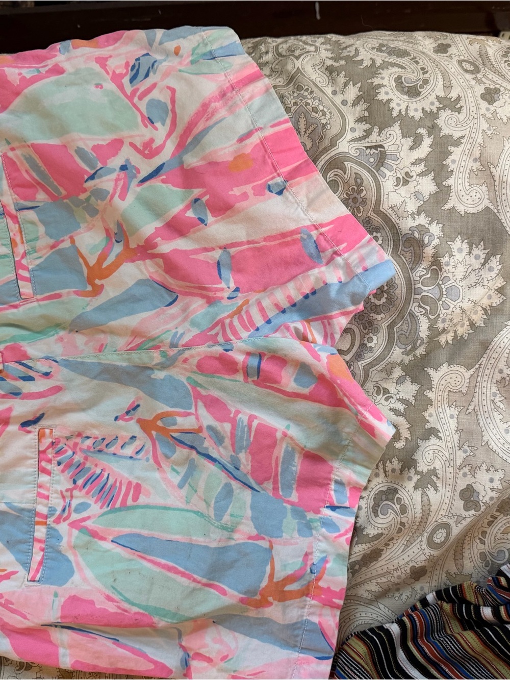 Lilly Pulitzer Pastel Abstract Print Bermuda Shorts — Pink, Mint & Sky - Picture 2 of 4